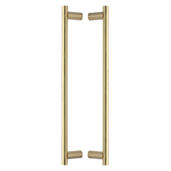 Heritage Brass Back to Back Door Pull Handle Round Bar Design 489mmm Satin Brass Finish
 - BTB2059 489-SB - Choice Handles