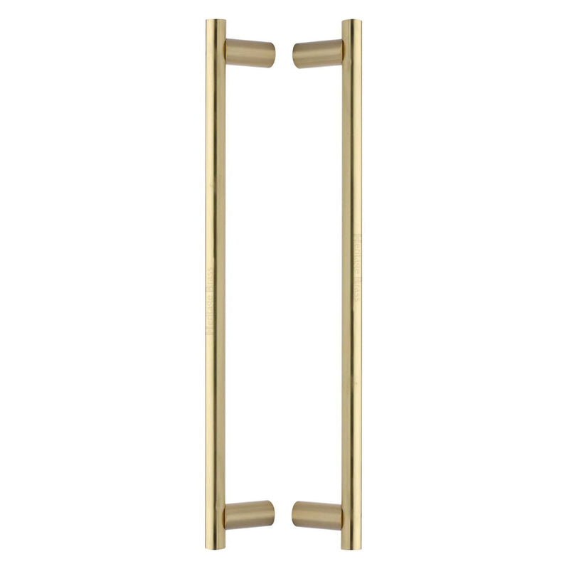 Heritage Brass Back to Back Door Pull Handle Round Bar Design 489mmm Satin Brass Finish
 - BTB2059 489-SB - Choice Handles