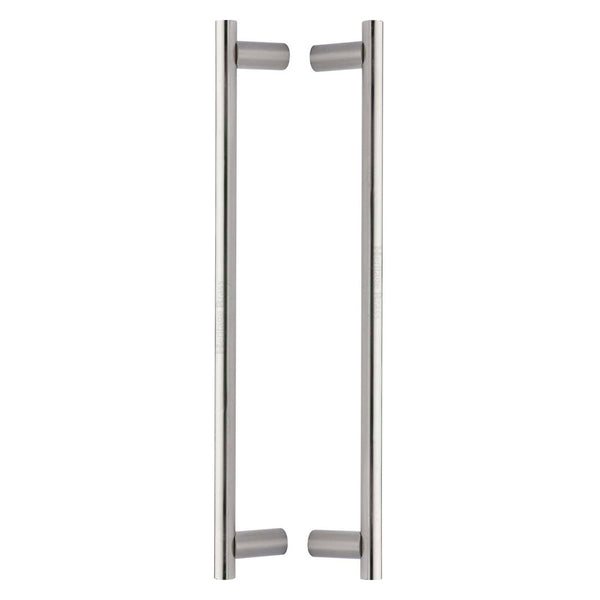Heritage Brass Back to Back Door Pull Handle Round Bar Design 489mm Satin Nickel Finish
 - BTB2059 489-SN - Choice Handles