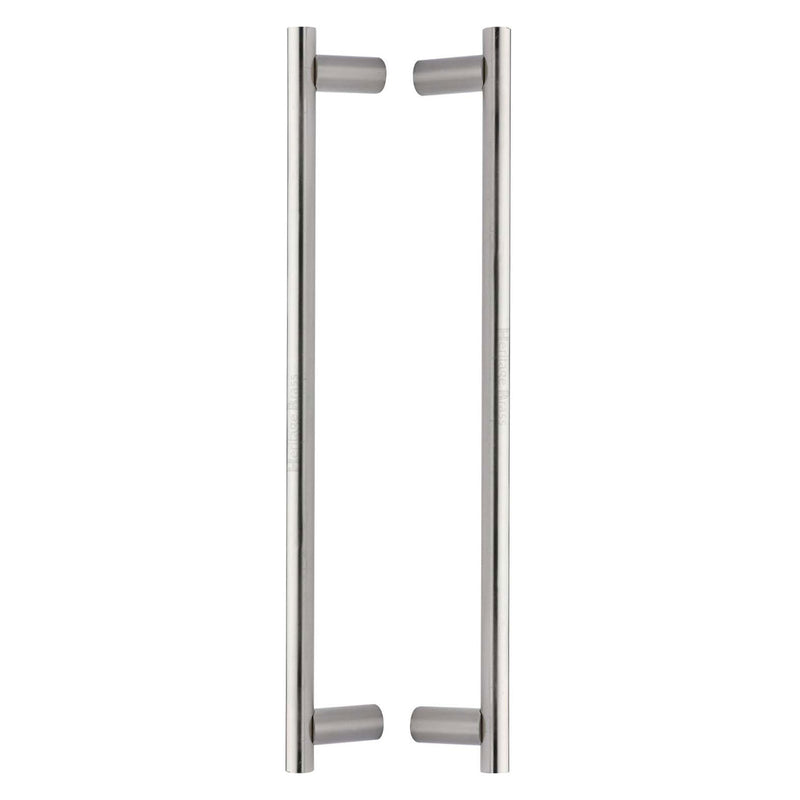 Heritage Brass Back to Back Door Pull Handle Round Bar Design 489mm Satin Nickel Finish
 - BTB2059 489-SN - Choice Handles
