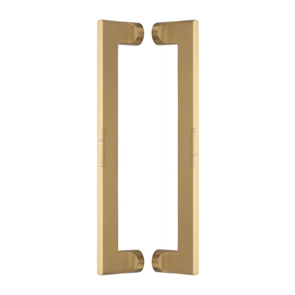 Heritage Brass Back to Back Door Pull Handle Apollo Design 307mm Satin Brass Finish - BTB4150 307-SB - Choice Handles