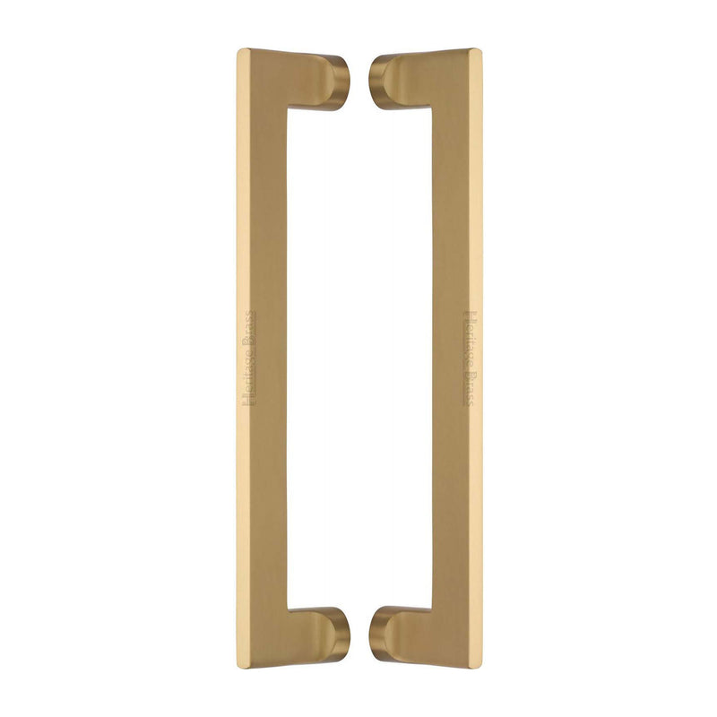 Heritage Brass Back to Back Door Pull Handle Apollo Design 307mm Satin Brass Finish - BTB4150 307-SB - Choice Handles