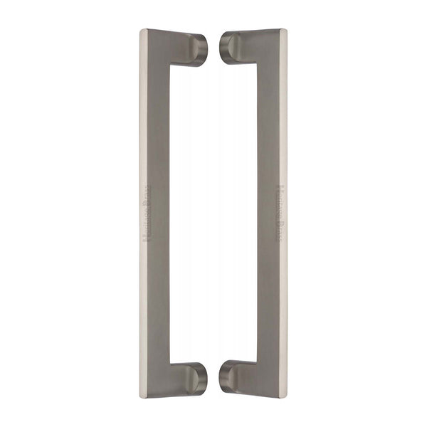Heritage Brass Back to Back Door Pull Handle Apollo Design 307mm Satin Nickel Finish - BTB4150 307-SN - Choice Handles