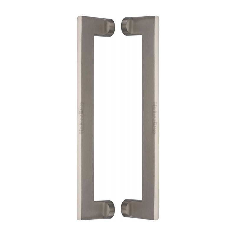 Heritage Brass Back to Back Door Pull Handle Apollo Design 307mm Satin Nickel Finish - BTB4150 307-SN - Choice Handles