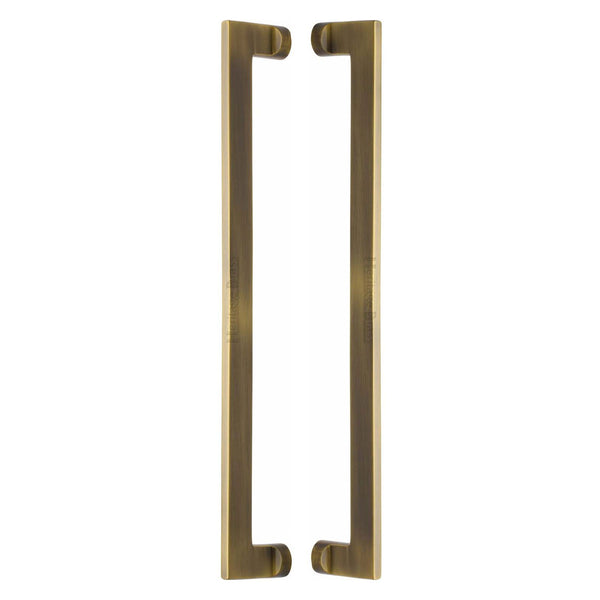 Heritage Brass Back to Back Door Pull Handle Apollo Design 460mm Antique Brass Finish - BTB4150 460-AT - Choice Handles