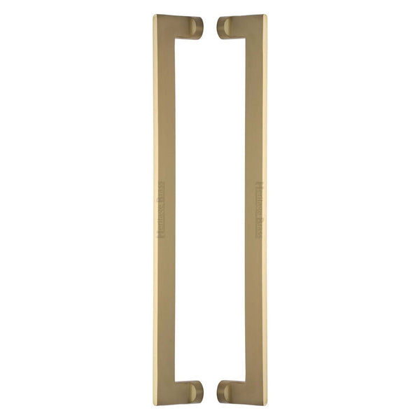 Heritage Brass Back to Back Door Pull Handle Apollo Design 460mm Satin Brass Finish - BTB4150 460-SB - Choice Handles