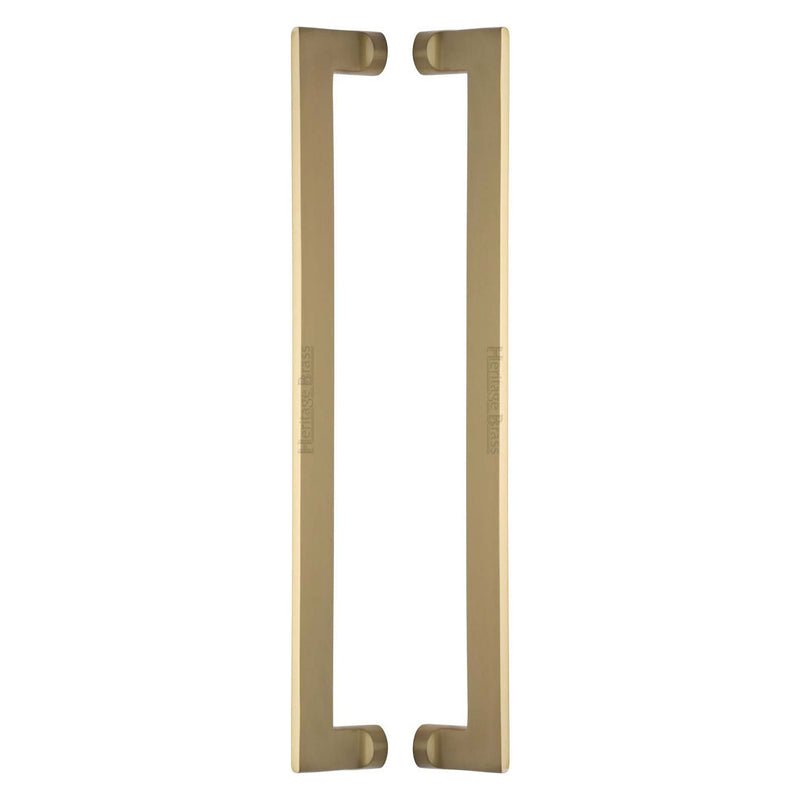 Heritage Brass Back to Back Door Pull Handle Apollo Design 460mm Satin Brass Finish - BTB4150 460-SB - Choice Handles
