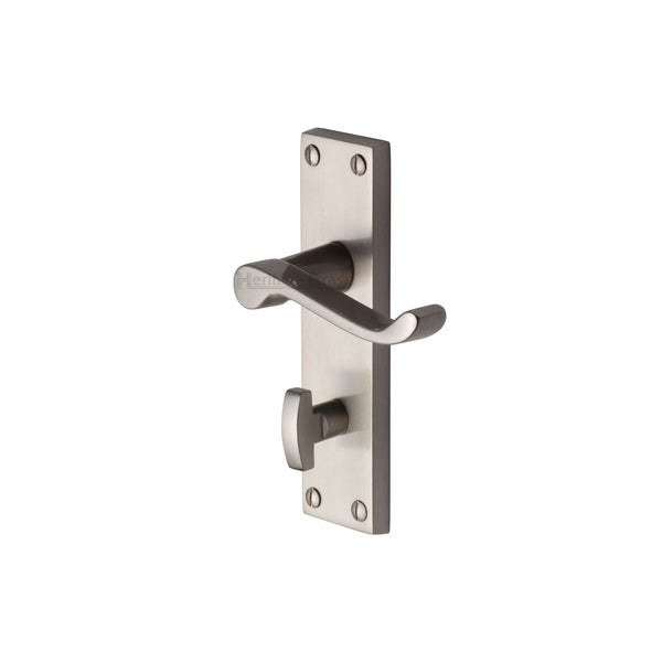 Heritage Brass Door Handle for Bathroom Builders' Range Satin Nickel finish - BUI420-SN - Choice Handles