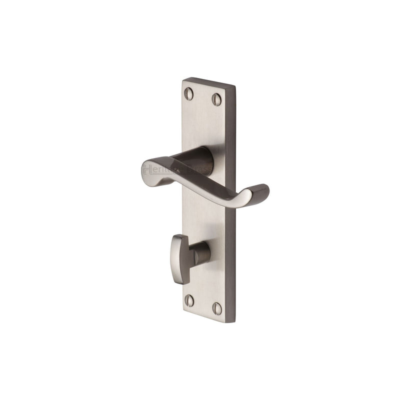 Heritage Brass Door Handle for Bathroom Builders' Range Satin Nickel finish - BUI420-SN - Choice Handles