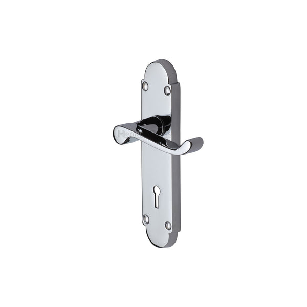 Heritage Brass Door Handle Lever Lock Builders' Range Polished Chrome finish - BUI500-PC - Choice Handles
