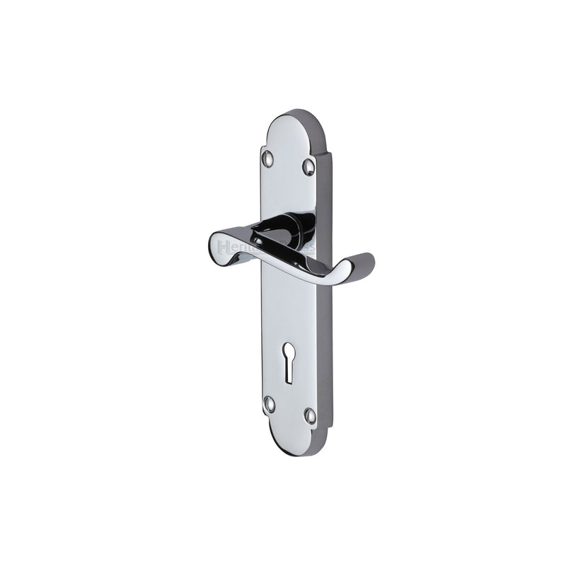 Heritage Brass Door Handle Lever Lock Builders' Range Polished Chrome finish - BUI500-PC - Choice Handles