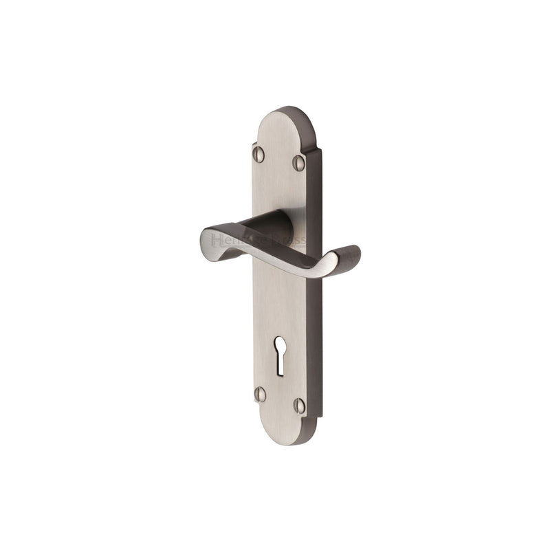 Heritage Brass Door Handle Lever Lock Builders' Range Satin Nickel finish - BUI500-SN - Choice Handles