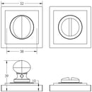 Burlington - Turns & Releases Inner 1 Square Plain Rose - Satin Brass - BUR-80SB-150SB - Choice Handles