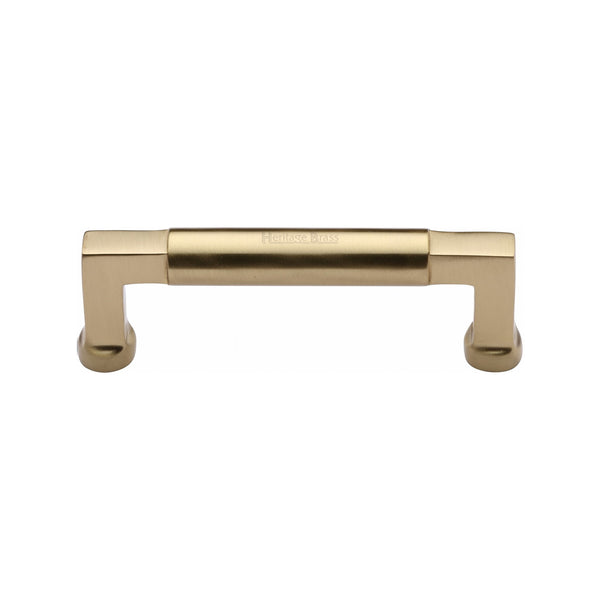 Heritage Brass Cabinet Pull Bauhaus Design 101mm CTC Satin Brass Finish - C0312 101-SB - Choice Handles
