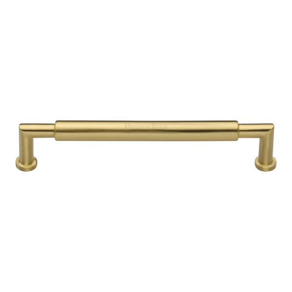 Heritage Brass Cabinet Pull Bauhaus Round Design 203mm CTC Satin Brass Finish - C0319 203-SB - Choice Handles