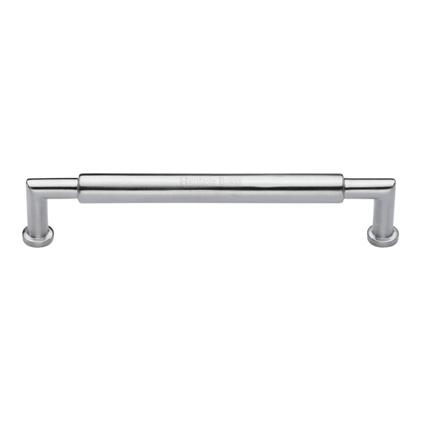 Heritage Brass Cabinet Pull Bauhaus Round Design 203mm CTC Satin Chrome Finish - C0319 203-SC - Choice Handles
