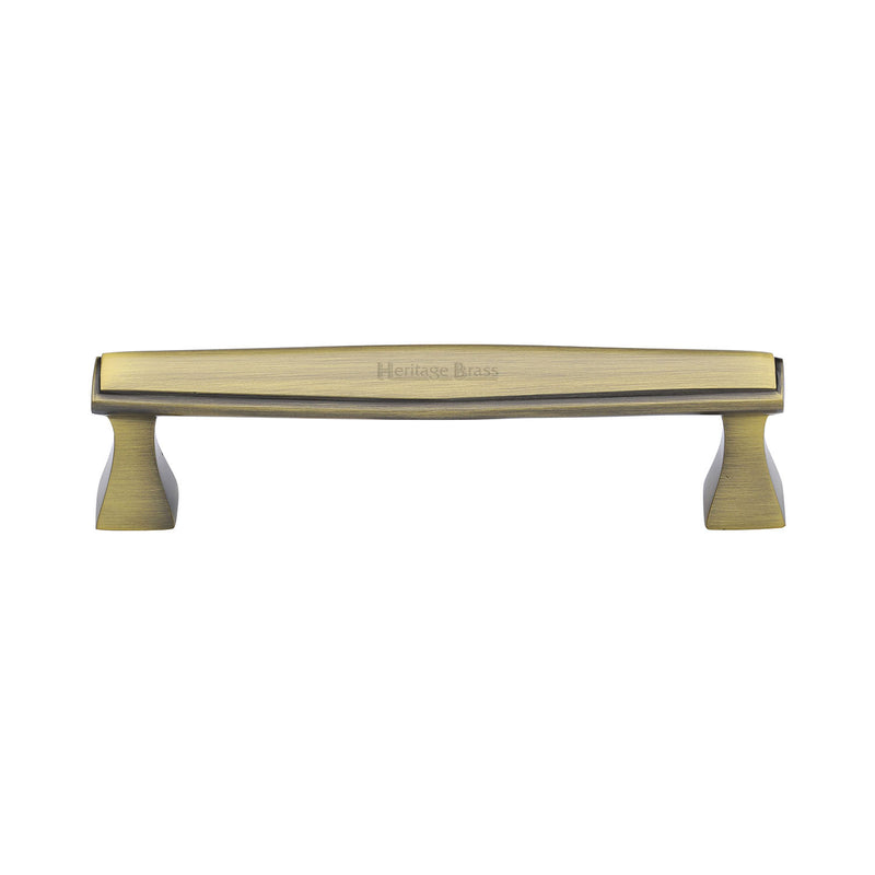 Heritage Brass Cabinet Pull Deco Design 128mm CTC Antique Brass Finish - C0334 128-AT - Choice Handles