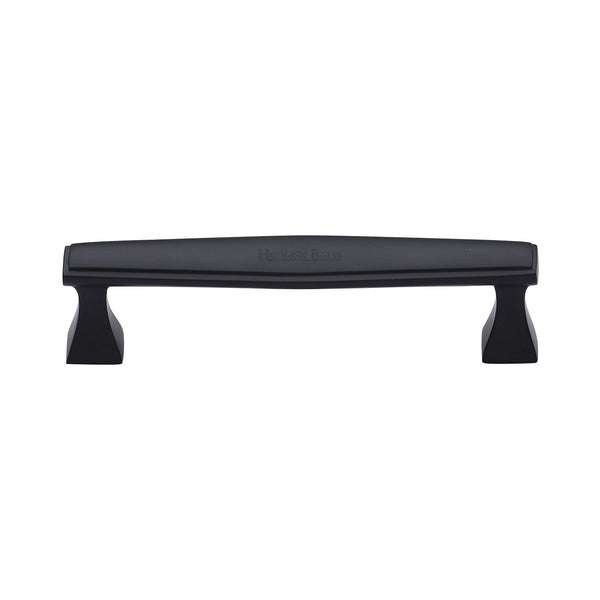 Heritage Brass Cabinet Pull Deco Design 128mm CTC Matt Black Finish - C0334 128-BKMT - Choice Handles