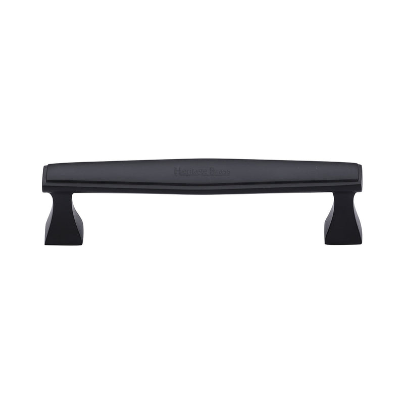 Heritage Brass Cabinet Pull Deco Design 128mm CTC Matt Black Finish - C0334 128-BKMT - Choice Handles