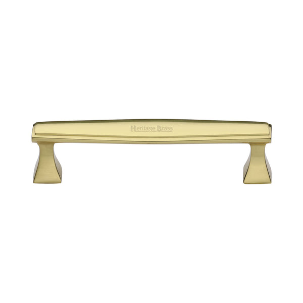 Heritage Brass Cabinet Pull Deco Design 128mm CTC Polished Brass Finish - C0334 128-PB - Choice Handles