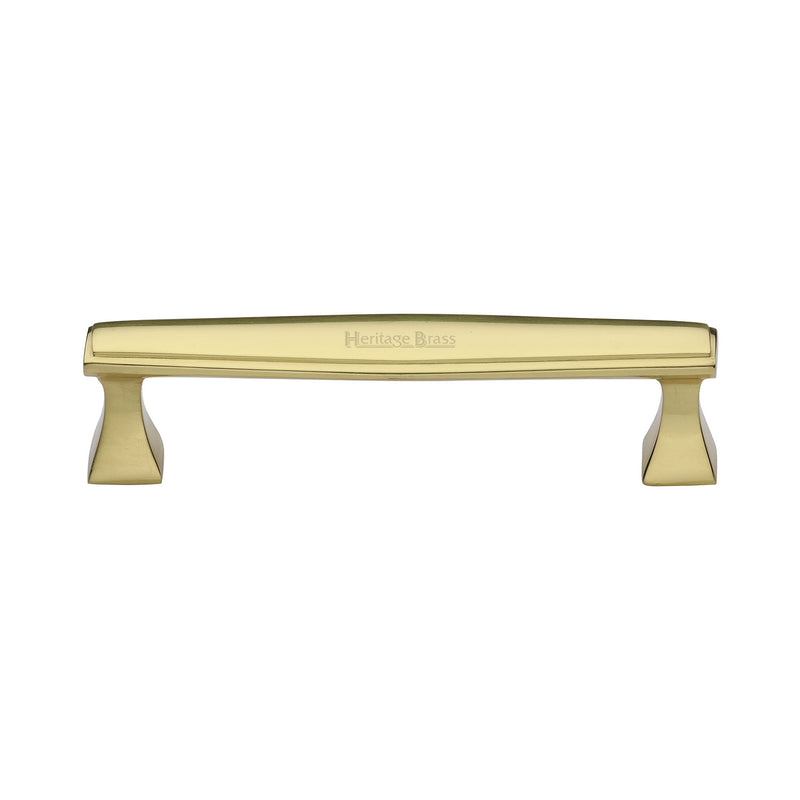 Heritage Brass Cabinet Pull Deco Design 128mm CTC Polished Brass Finish - C0334 128-PB - Choice Handles