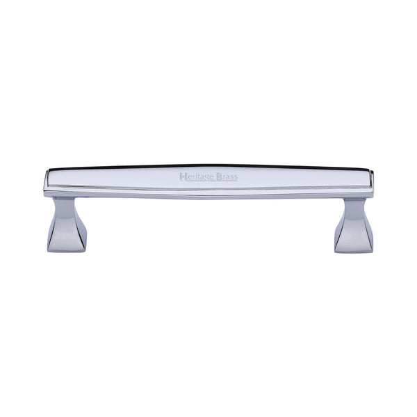 Heritage Brass Cabinet Pull Deco Design 128mm CTC Polished Chrome Finish - C0334 128-PC - Choice Handles