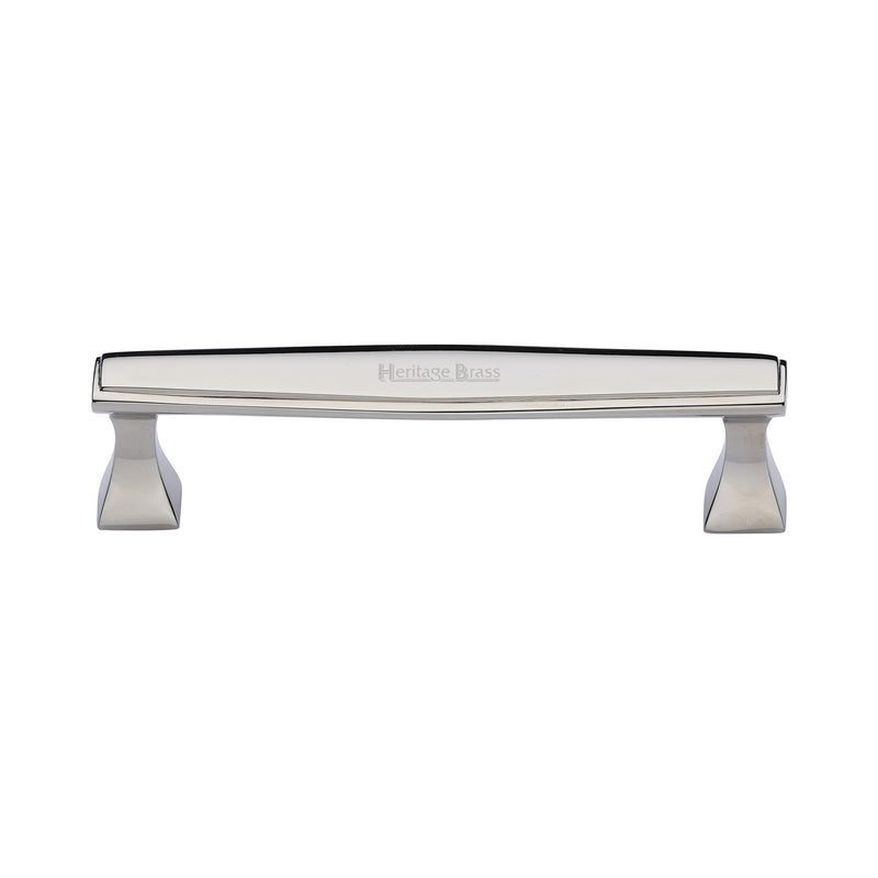Heritage Brass Cabinet Pull Deco Design 128mm CTC Polished Nickel Finish - C0334 128-PNF - Choice Handles
