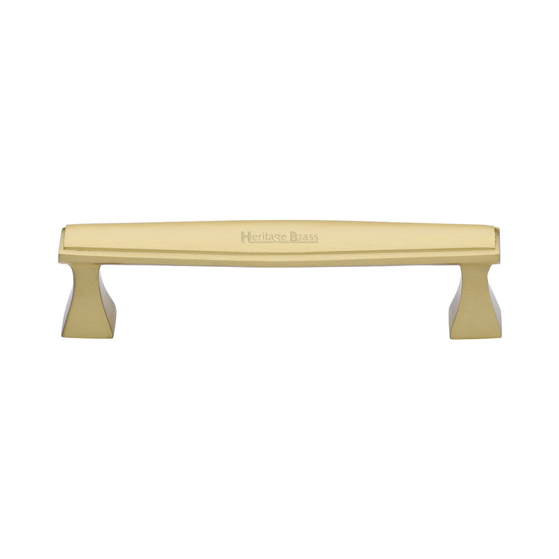 Heritage Brass Cabinet Pull Deco Design 128mm CTC Satin Brass Finish - C0334 128-SB - Choice Handles