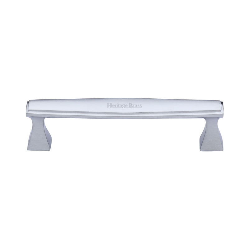 Heritage Brass Cabinet Pull Deco Design 128mm CTC Satin Chrome Finish - C0334 128-SC - Choice Handles