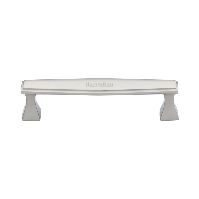 Heritage Brass Cabinet Pull Deco Design 128mm CTC Satin Nickel Finish - C0334 128-SN - Choice Handles