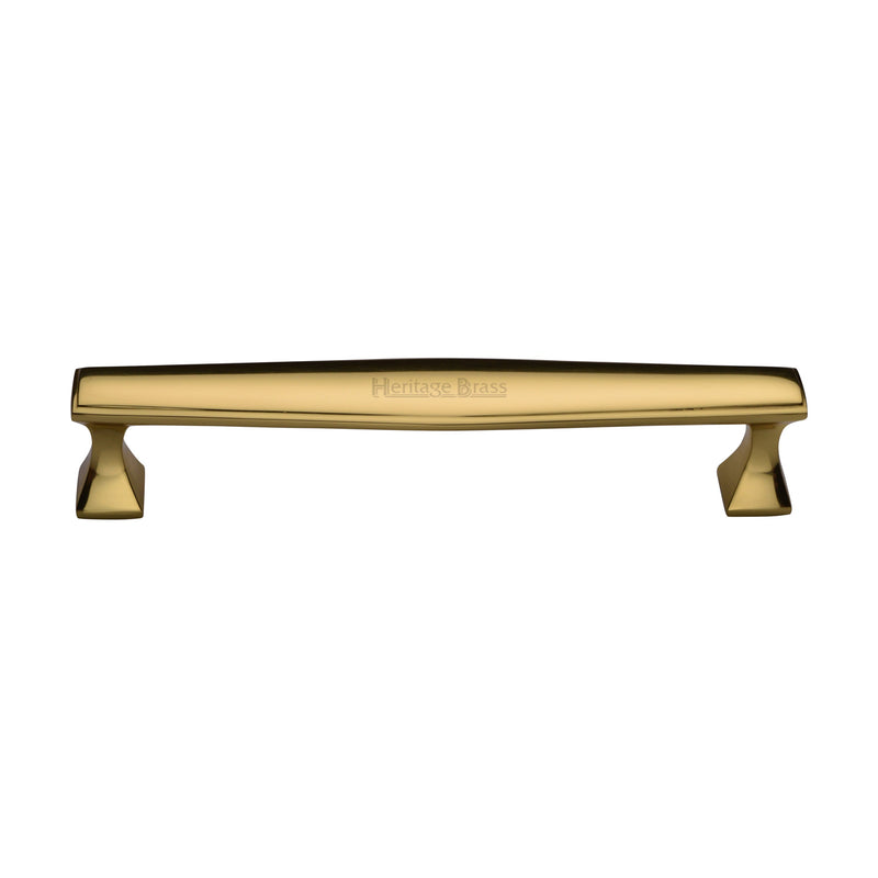 Heritage Brass Cabinet Pull Deco Design 160mm CTC Polished Brass Finish - C0334 160-PB - Choice Handles