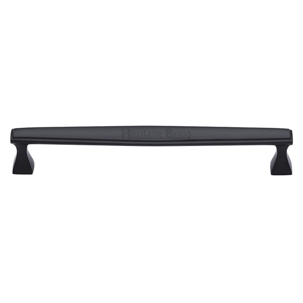 Heritage Brass Cabinet Pull Deco Design 203mm CTC Matt Black Finish - C0334 203-BKMT - Choice Handles