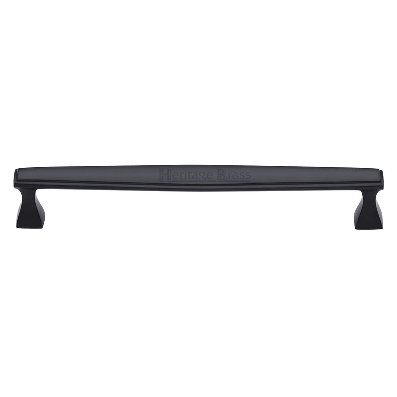 Heritage Brass Cabinet Pull Deco Design 203mm CTC Matt Black Finish - C0334 203-BKMT - Choice Handles