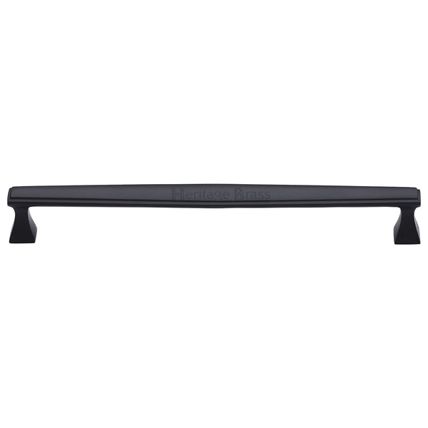 Heritage Brass Cabinet Pull Deco Design 254mm CTC Matt Black Finish
 - C0334 254-BKMT - Choice Handles