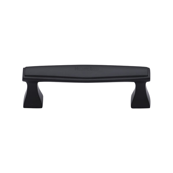 Heritage Brass Cabinet Pull Deco Design 96mm CTC Matt Black Finish - C0334 96-BKMT - Choice Handles