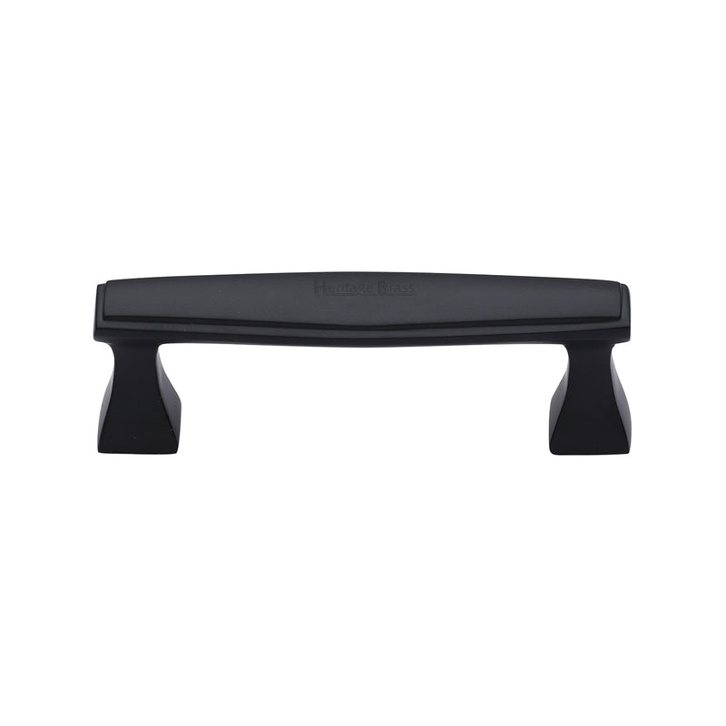 Heritage Brass Cabinet Pull Deco Design 96mm CTC Matt Black Finish - C0334 96-BKMT - Choice Handles