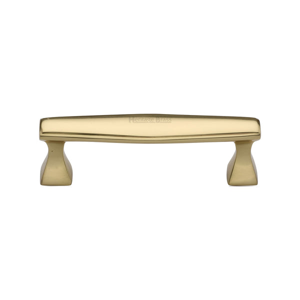 Heritage Brass Cabinet Pull Deco Design 96mm CTC Polished Brass Finish - C0334 96-PB - Choice Handles