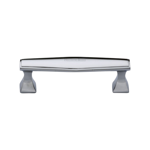 Heritage Brass Cabinet Pull Deco Design 96mm CTC Polished Chrome Finish - C0334 96-PC - Choice Handles