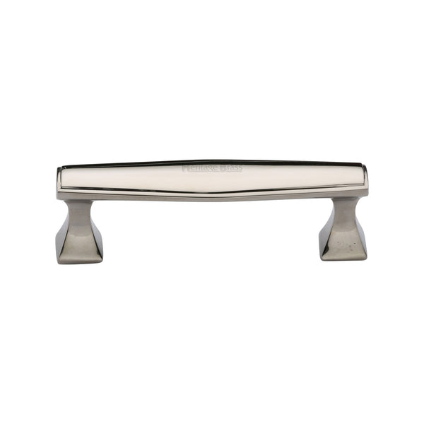 Heritage Brass Cabinet Pull Deco Design 96mm CTC Polished Nickel Finish - C0334 96-PNF - Choice Handles