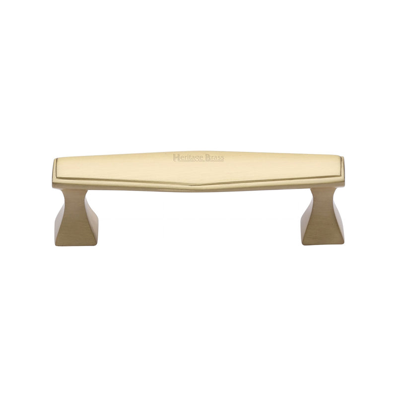Heritage Brass Cabinet Pull Deco Design 96mm CTC Satin Brass Finish - C0334 96-SB - Choice Handles