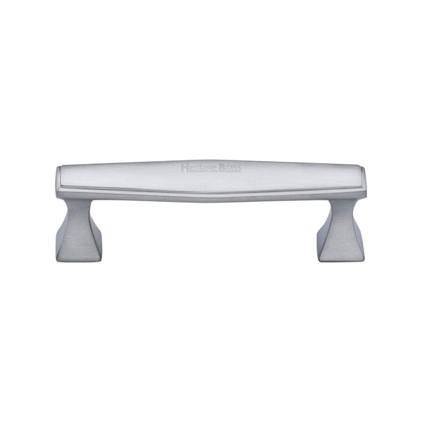 Heritage Brass Cabinet Pull Deco Design 96mm CTC Satin Chrome Finish - C0334 96-SC - Choice Handles