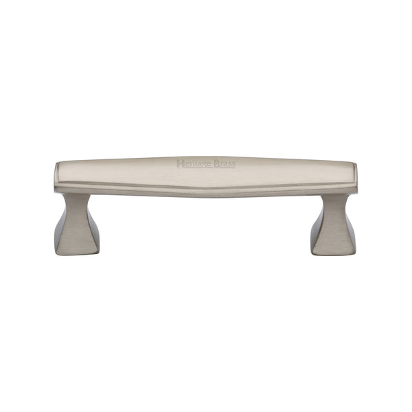 Heritage Brass Cabinet Pull Deco Design 96mm CTC Satin Nickel Finish - C0334 96-SN - Choice Handles