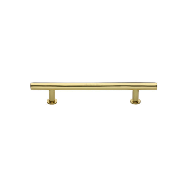 Heritage Brass Cabinet Pull T-Bar Design with 16mm Rose 101mm CTC Polished Brass Finish - C0362 101-PB - Choice Handles