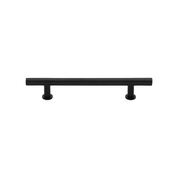 Heritage Brass Cabinet Pull T-Bar Design with 16mm Rose 128mm CTC Matt Black Finish - C0362 128-BKMT - Choice Handles
