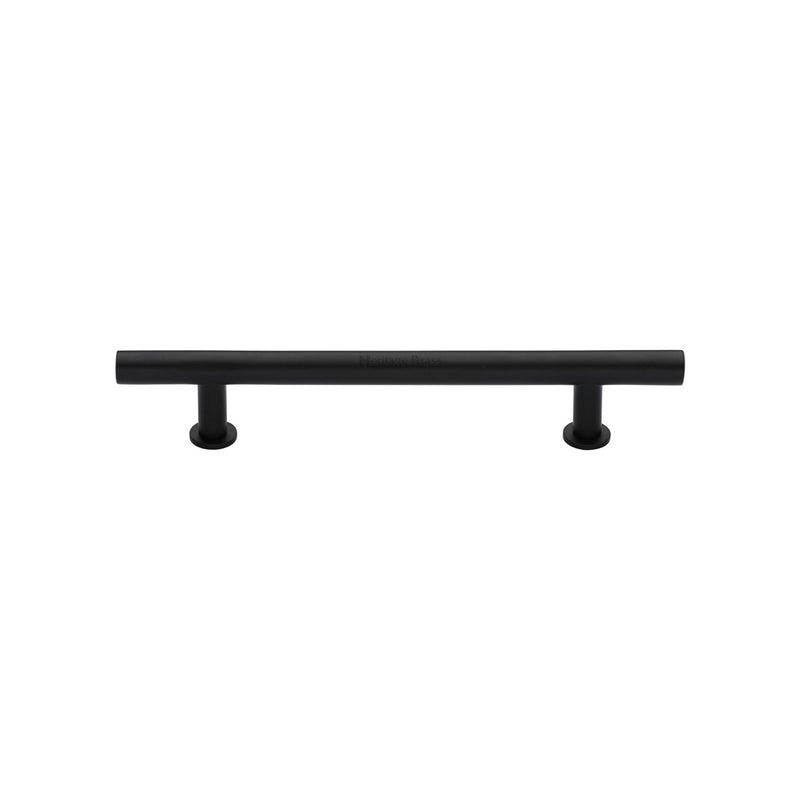 Heritage Brass Cabinet Pull T-Bar Design with 16mm Rose 128mm CTC Matt Black Finish - C0362 128-BKMT - Choice Handles