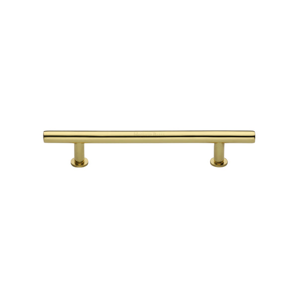 Heritage Brass Cabinet Pull T-Bar Design with 16mm Rose 128mm CTC Polished Brass Finish - C0362 128-PB - Choice Handles