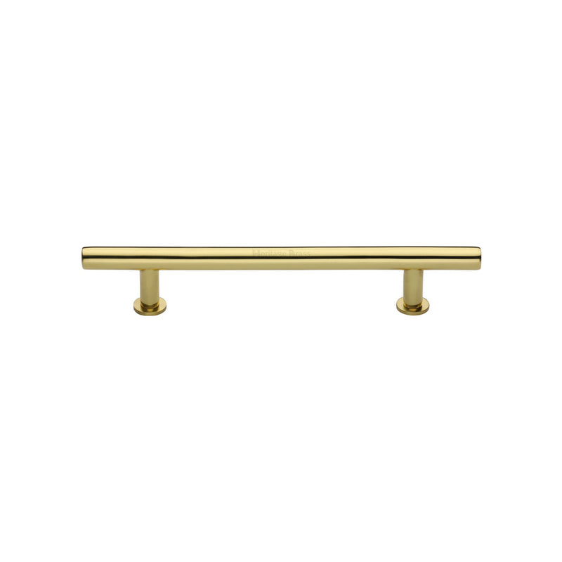 Heritage Brass Cabinet Pull T-Bar Design with 16mm Rose 128mm CTC Polished Brass Finish - C0362 128-PB - Choice Handles