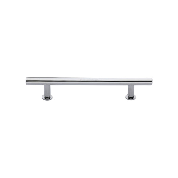 Heritage Brass Cabinet Pull T-Bar Design with 16mm Rose 128mm CTC Polished Chrome Finish - C0362 128-PC - Choice Handles