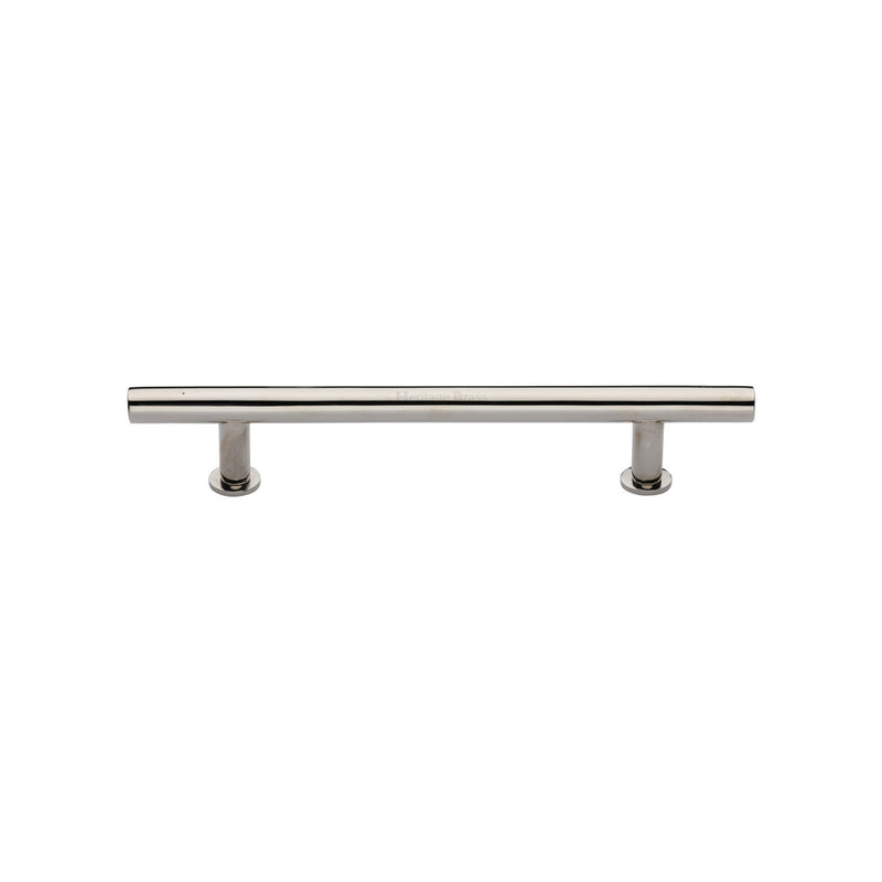 Heritage Brass Cabinet Pull T-Bar Design with 16mm Rose 128mm CTC Polished Nickel Finish - C0362 128-PNF - Choice Handles