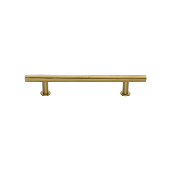 Heritage Brass Cabinet Pull T-Bar Design with 16mm Rose 128mm CTC Satin Brass Finish - C0362 128-SB - Choice Handles